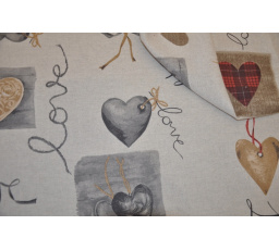 Tkanina Mihra s motívom srdca LOVE - šírka 280 cm