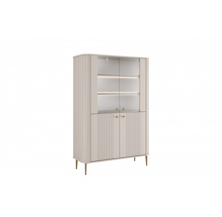 VESPER VITRÍNA 103 4D - kašmír mdf / kašmír / zlaté nohy VESPER VITRÍNA 103 4D - kašmír mdf / kašmír / zlaté nohy