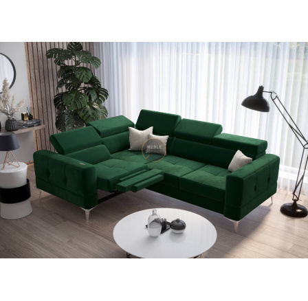 Rohová sedacia súprava TOSCANIA, relax s funkciou spania 185x250 - zelená, ľavá