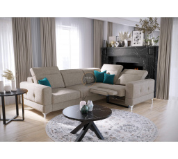 Rohová sedacia súprava MALIBU, relax s funkciou spania 185x250 cm - pravá, béžová