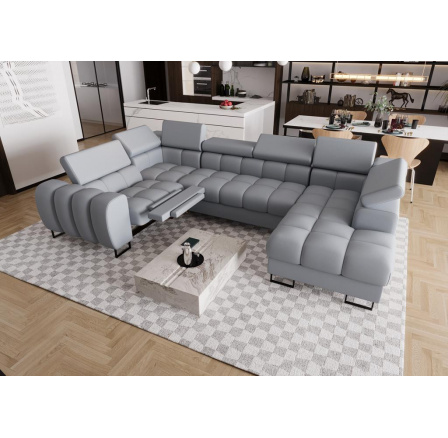 Rohová sedacia súprava ASPEN MAX II, relax 198x350x170 cm prírodná koža - sivá koža, ľavá Rohová sedacia súprava ASPEN MAX II, relax 198x350x170 cm prírodná koža - sivá koža, ľavá