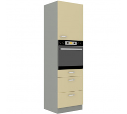 Kuchynská skrinka KARPO na vstavanú rúru 60 DPS 210 3S 1F, krémový lesk/sivá