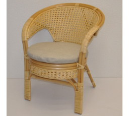 Ratanové kreslo Kina medový vankúš tmavobéžové zvýraznenia