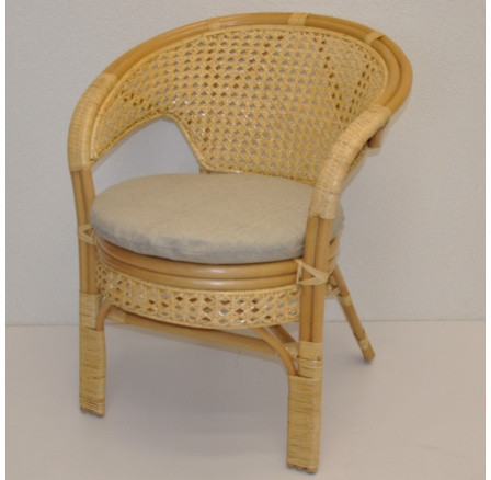 Ratanové kreslo Kina medový vankúš tmavobéžové zvýraznenia