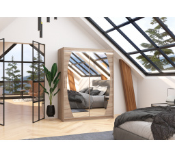 Posuvná skriňa so zrkadlom a LED osvetlením ALEN 150 Truffle+Truffle