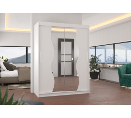 Posuvná skriňa so zrkadlom RENZO 150 Biela+Biela