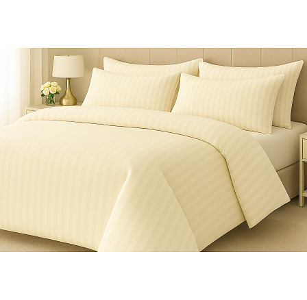 Hotelová posteľná bielizeň 140x220, 70x90cm Atlas gradl smotanový - česaný 145g/m2, prúžok 2cm hotelový uzáver