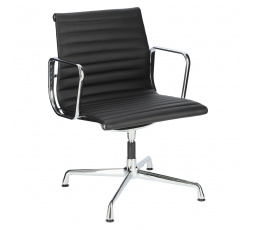 Konferenčná stolička. CH1081T, čierna koža, chróm