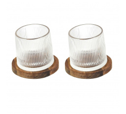 Sada 2 pohárov na whisky s podložkami