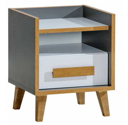 Nočný stolík WERSO - W11, biela Brilliant+Antracit+Rivera