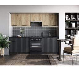 Kuchynská linka EMMA 240, Dub Artisan/Čierna/Carbon