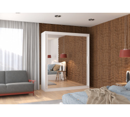 Posuvná skriňa so zrkadlom ETTORE 180 Biela+Biela