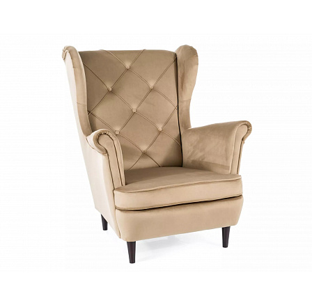 Kreslo LADY Velvet, béžové Bluvel 28/wenge