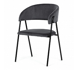 Stolička jedálenská, sivá látka, čierna kovová noha