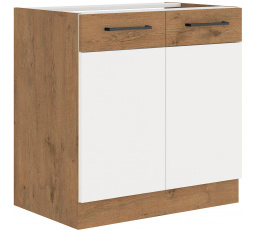 Dolná skrinka VIGO - 80 ZL 2F BB, Dub Lancelot / Biely lesk