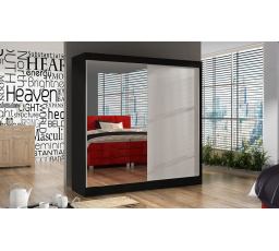 Šatníková skriňa BAJA I 200, Čierna/Biela