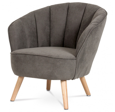 Kreslo, čalúnenie svetlosivá látka, drevené nohy - masívny kaučukovník