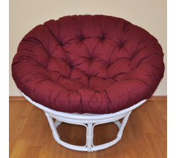 Ratanový papasan 100 cm biely, bordový