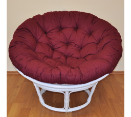 Ratanový papasan 100 cm biely, bordový