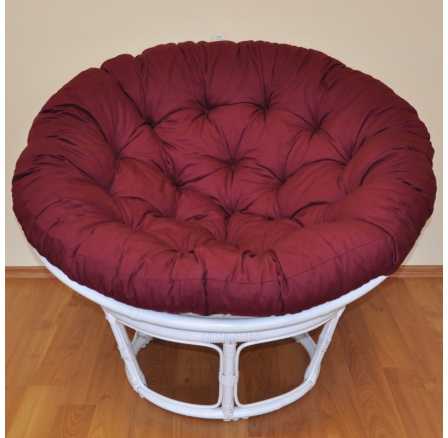 Ratanový papasan 100 cm biely, bordový