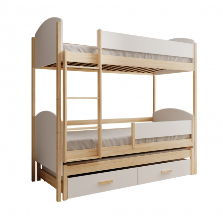 Trojlôžková detská posteľ Leia 180x80 s matracom Biela+Borovica