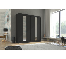 Posuvná skriňa so zrkadlom BALTON 200 Čierna+Čierna