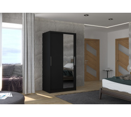 Posuvná skriňa so zrkadlom BAROS 100 Čierna+Čierna