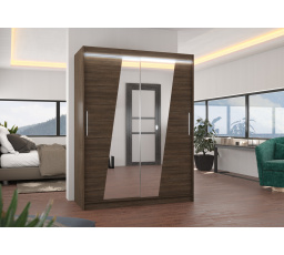 Posuvná skriňa so zrkadlom a LED osvetlením BOLTON 150 Choco+Choco