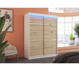 Posuvná skriňa s LED osvetlením LUFT 150 Biela+Sonoma