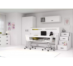 Poschodová posteľ s písacím stolom MAX 1 Biela, 3 miestna, 80 X 200