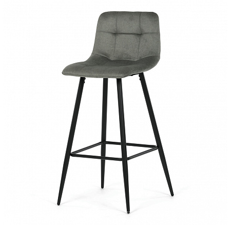 Stolička barová, zelená látka, štvornohá kovová podnož, čierny mat
