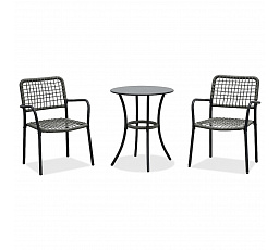 Záhradný set 1+2, stôl 60x60, stoličky umelý ratan farba antracit, kov antracit