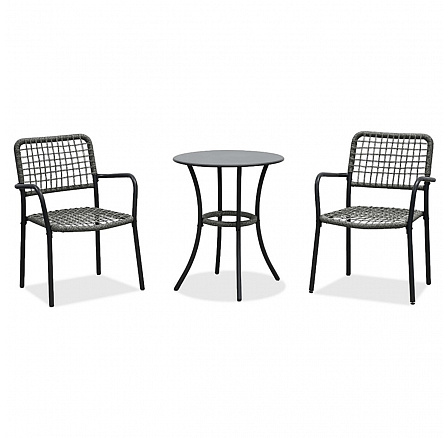 Záhradný set 1+2, stôl 60x60, stoličky umelý ratan farba antracit, kov antracit Záhradný set 1+2, stôl 60x60, stoličky umelý ratan farba antracit, kov antracit