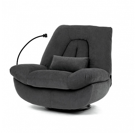 Polohovacie kreslo, elektrické zabudované ovládanie, siva, látka, TV-7089 GREY2