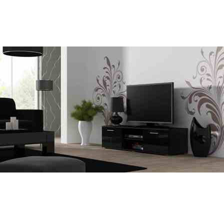 TV komoda SOHO 140, čierna/čierny lesk