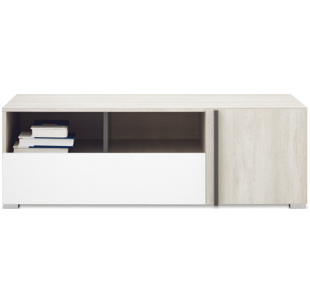 TV komoda REMO RM12, Dub Wilton Biela/Biela Lux/Antracit