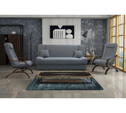 Sedacia súprava Palmira 3F+1+1 sivá/orechové drevo