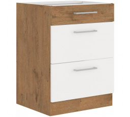 Kuchynská dolná skrinka VEGA 60D3S, Dub lancelot/Biely lesk