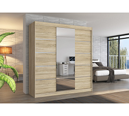 Posuvná skriňa so zrkadlom BERGEN 200 Sonoma+Sonoma