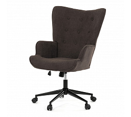 Kreslo "ušák", poťah tmavo hnedá látka, kovový kríž