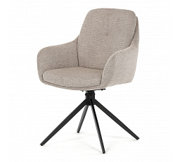 Jedálenská stolička, 180° otočný mechanizmus, sivá vodeodolná látka, čierny kov