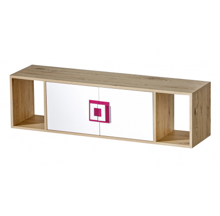 Polica NICO 12, Svetlý Dub/Biela/Ružová