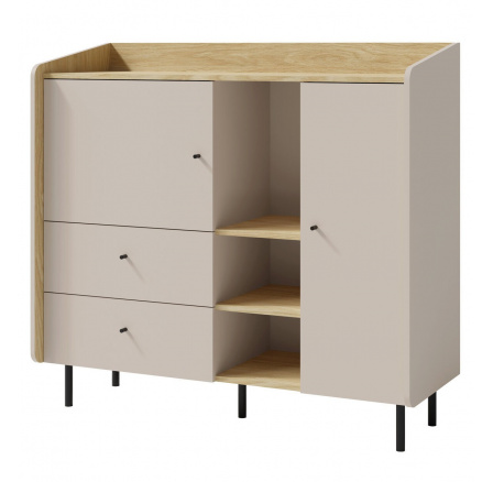 Komoda ALESSIO AE 8, pieskovo béžová/olejovaný dub