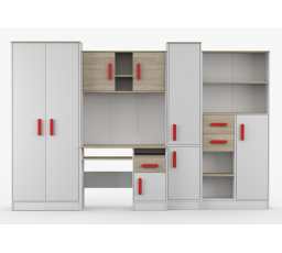 Detská izba MACIUS, Biela Mat/Dub Sonoma/Červená