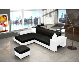 Rohová sedacia súprava Oskar L čierna/biela
