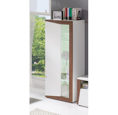 Nízka vitrína Piass ľavá biela/orech