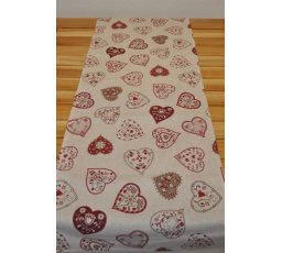 Obrus bežec 40x170 červené srdce motív