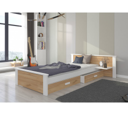 Posteľ s matracom ALDEX SHELF 180x80 Biela+Dub Zlatý