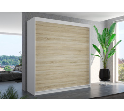 Šatníková skriňa s posuvnými dverami TERECIA 200 Biela+Sonoma