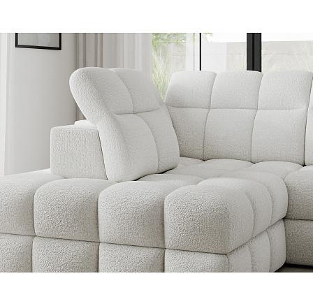 Ľavý rohový gauč Bronon s funkciou spania a úložným priestorom, biely bouclé Royal 01 123x212 Ľavý 1 Ľavý rohový gauč Bronon s funkciou spania a úložným priestorom, biely bouclé Royal 01 123x212 Ľavý 1